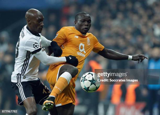 Atiba Hutchinson of Besiktas, Vincent Aboubakar of FC Porto during the UEFA Champions League match between Besiktas v FC Porto at the Vodafone Park...