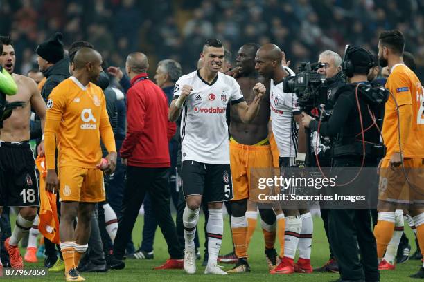 Pepe of Besiktas celebrate during the UEFA Champions League match between Besiktas v FC Porto at the Vodafone Park on November 21, 2017 in Istanbul...