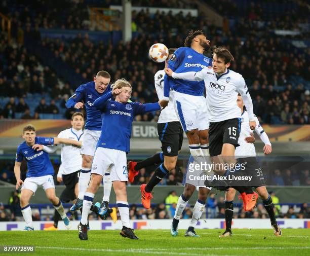 Bryan Cristante of Atalanta scores his sides second goal during the UEFA Europa League group E match between Everton FC and Atalanta at Goodison Park...