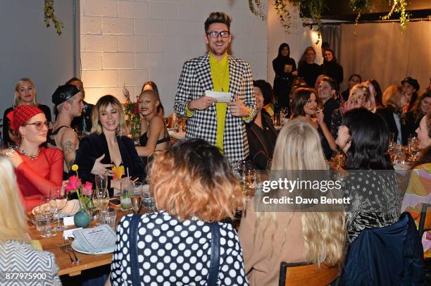 Henry Holland speaks at an intimate dinner hosted by Henry Holland and Andrew Nugent to celebrate the House of Holland Resort 18 collection and Bird...