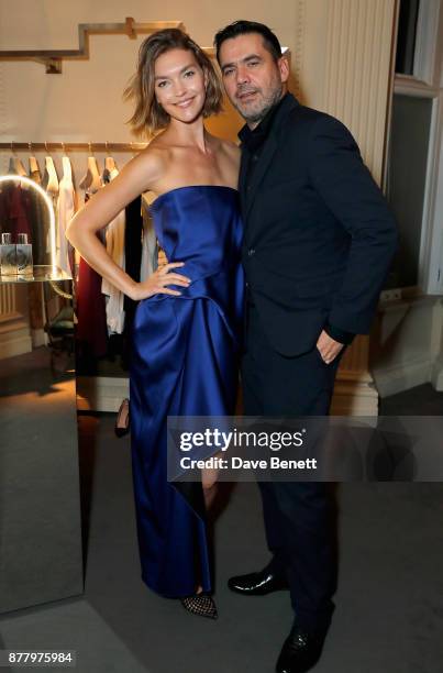 Arizona Muse and Roland Mouret attend the launch of Roland Mouret's debut fragrance "Une Amourette" in collaboration with Etat Libre on November 23,...