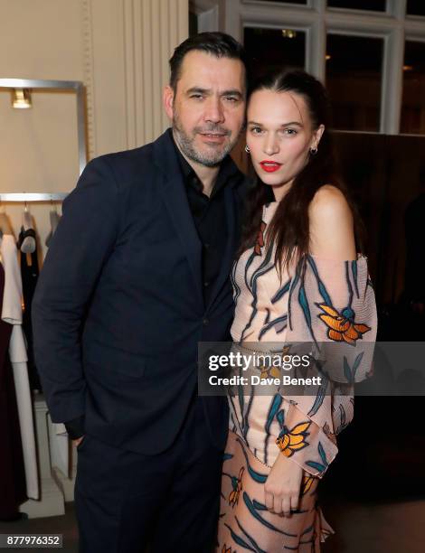 Roland Mouret and Anna Brewster attend the launch of Roland Mouret's debut fragrance "Une Amourette" in collaboration with Etat Libre on November 23,...