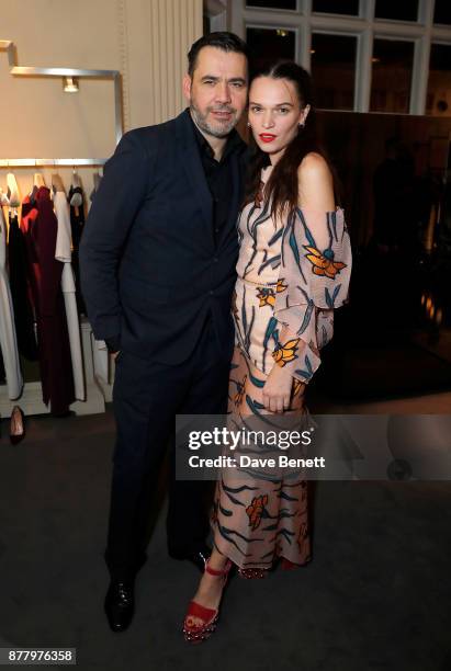 Roland Mouret and Anna Brewster attend the launch of Roland Mouret's debut fragrance "Une Amourette" in collaboration with Etat Libre on November 23,...