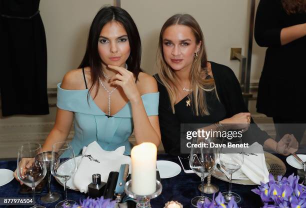 Doina Ciobanu and Nina Suess attend the launch of Roland Mouret's debut fragrance "Une Amourette" in collaboration with Etat Libre on November 23,...