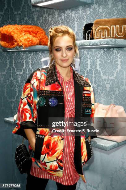 Carolina Crescentini attends Miu Miu Club Rome Cocktail Party on November 23, 2017 in Rome, Italy.