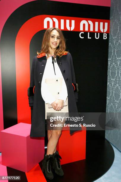 Silvia D'Amico attends Miu Miu Club Rome Cocktail Party on November 23, 2017 in Rome, Italy.