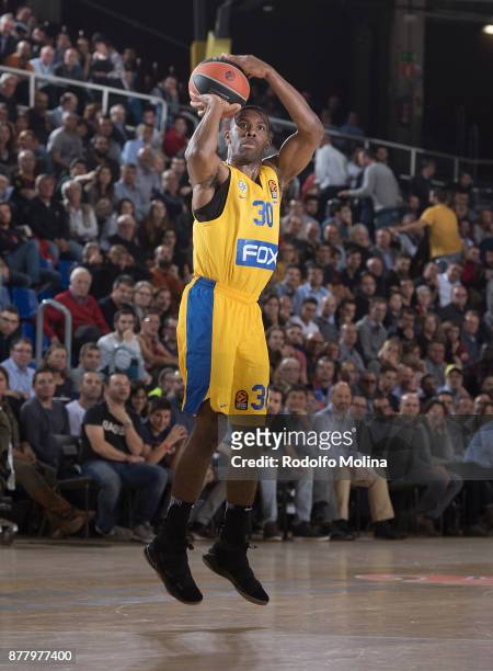 Norris Cole, #30 of Maccabi Fox Tel Aviv in action during the 2017/2018 Turkish Airlines EuroLeague Regular Season Round 9 game between FC Barcelona...