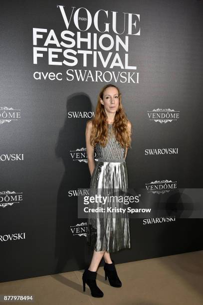 Iris Van Herpen attends the Vogue Fashion Festival 2017 Photocall at Hotel Potocki on November 23, 2017 in Paris, France.