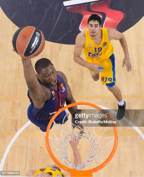 Kevin Seraphine, #1 of FC Barcelona Lassa in action during the 2017/2018 Turkish Airlines EuroLeague Regular Season Round 9 game between FC Barcelona...