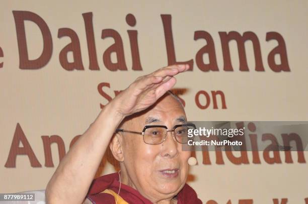 Tibetan spiritual leader, the Dalai Lama, speaks at an interactive session organised by Indian Chamber of Commerce on &quot;Revival of Ancient...