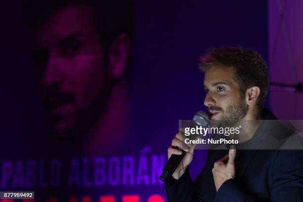 Singer Pablo Alboran is seen attending a press conference to promote the Prometo Tour at St. Regis Hotel on November 23, 2017 in México City, Mexico