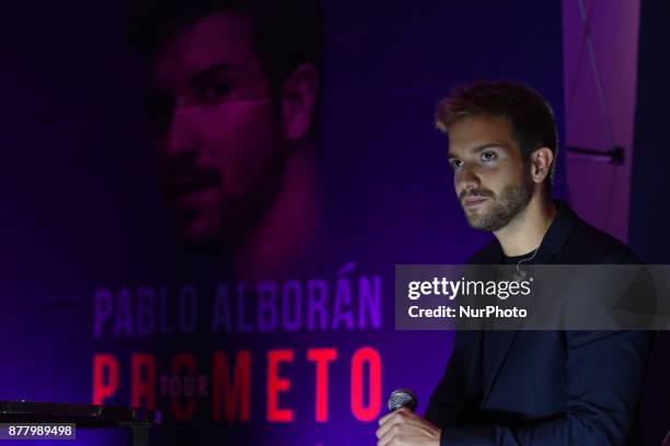 Singer Pablo Alboran is seen attending a press conference to promote the Prometo Tour at St. Regis Hotel on November 23, 2017 in México City, Mexico