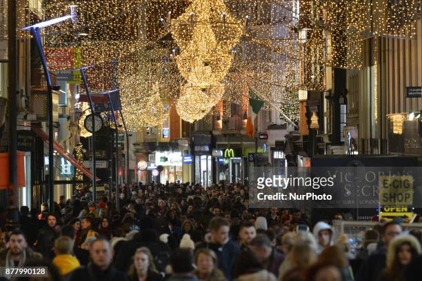 Shoppers are checking products and prices on Grafton Street ahead of the Black Friday, regarded as the beginning of the Christmas shopping season....
