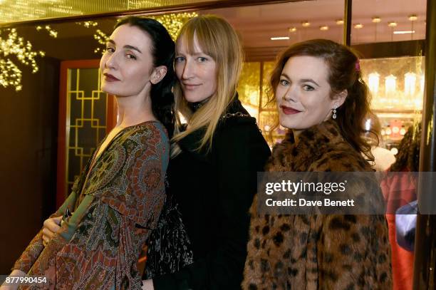 Erin O'Connor, Jade Parfitt and Jasmine Guiness attend ATKINSONS 1799 London Store Launch Reception and Dinner at Burlington Arcade on November 23,...