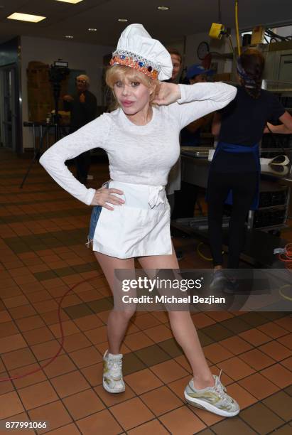 Charo volunteers for Thanksgiving Day at Project Angel Food on November 23, 2017 in Los Angeles, California.