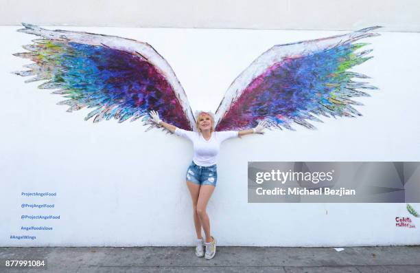 Charo volunteers for Thanksgiving Day at Project Angel Food on November 23, 2017 in Los Angeles, California.