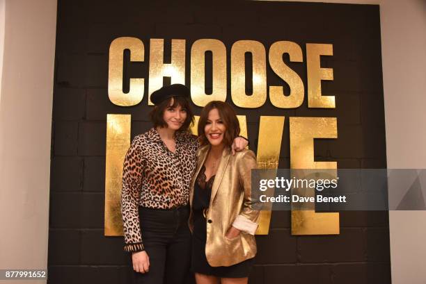 Gizzi Erskine and Caroline Flack attend the launch of the Help Refugees 'Choose Love' pop-up shop on November 23, 2017 in London, England.