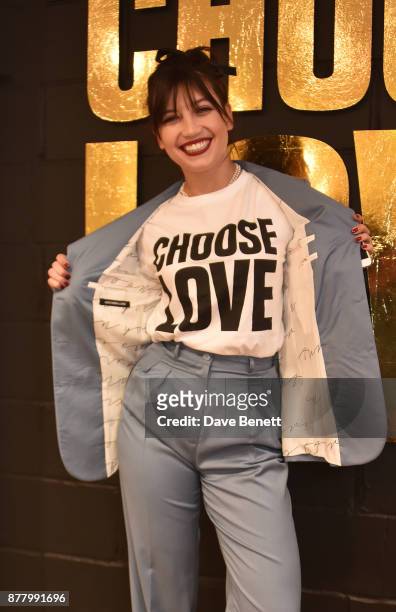 Daisy Lowe attends the launch of the Help Refugees 'Choose Love' pop-up shop on November 23, 2017 in London, England.