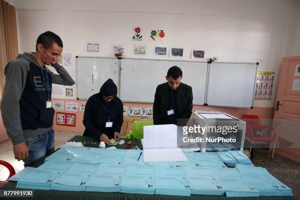 Algerian vote in a polling station during local elections in Algiers, Algeria, on November 23, 2017. Nearly 23 million Algerian voters are called to...