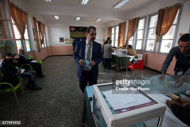 Algerian vote in a polling station during local elections in Algiers, Algeria, on November 23, 2017. Nearly 23 million Algerian voters are called to...