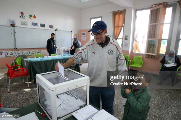 Algerian vote in a polling station during local elections in Algiers, Algeria, on November 23, 2017. Nearly 23 million Algerian voters are called to...