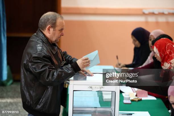 Algerian vote in a polling station during local elections in Algiers, Algeria, on November 23, 2017. Nearly 23 million Algerian voters are called to...