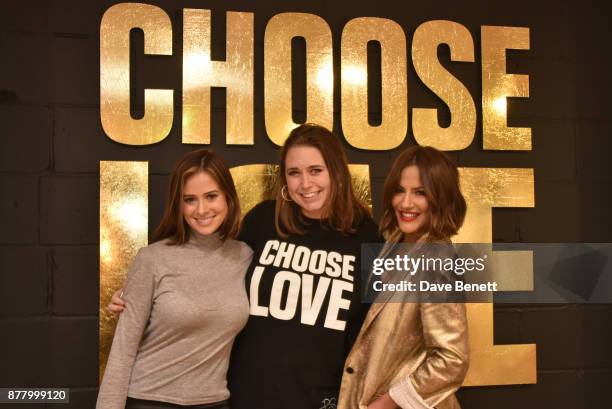 Camilla Thurlow, Josie Naughton and Caroline Flack attend the launch of the Help Refugees 'Choose Love' pop-up shop on November 23, 2017 in London,...