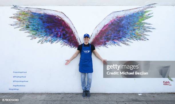 Volunteers for Thanksgiving Day at Project Angel Food on November 23, 2017 in Los Angeles, California.