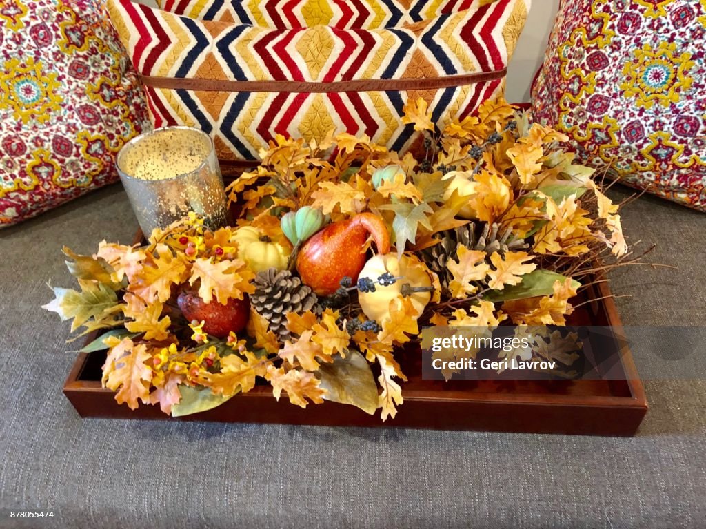 Fall decor on a tray