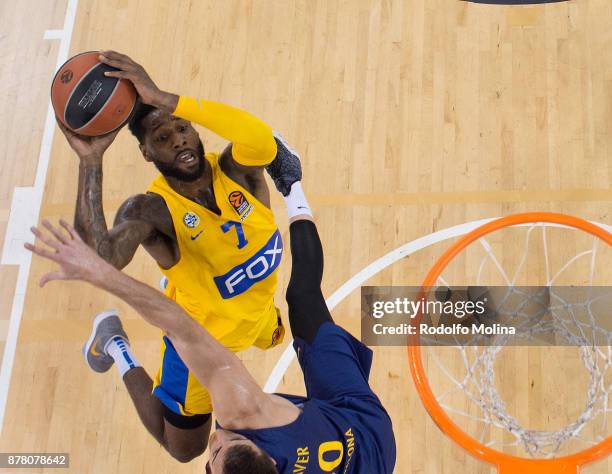 Deandre Kane, #7 of Maccabi Fox Tel Aviv in action during the 2017/2018 Turkish Airlines EuroLeague Regular Season Round 9 game between FC Barcelona...