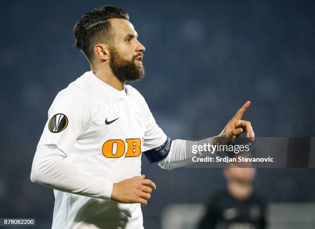 Miralem Sulejmani of Young Boys reacts during the UEFA Europa League group B match between Partizan and BSC Young Boys at Stadium Partizan on...