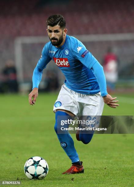 Elseid Hysaj of Napoli during the UEFA Champions League group F match between SSC Napoli and Shakhtar Donetsk at Stadio San Paolo on November 21,...