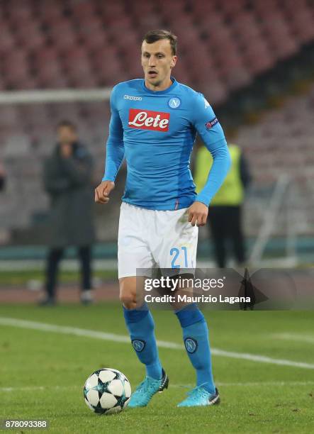 Vlad Chiriches of Napoli during the UEFA Champions League group F match between SSC Napoli and Shakhtar Donetsk at Stadio San Paolo on November 21,...