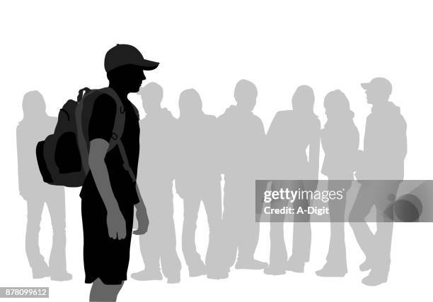 uncomfortable anxiety - shy student clip art stock illustrations