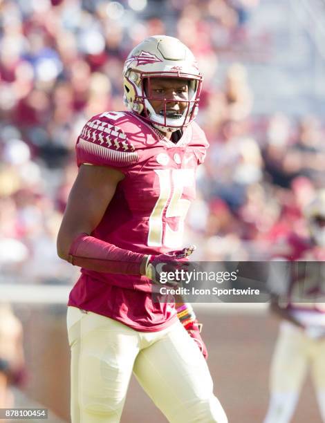 Florida State Seminoles defensive back Carlos Becker III looks on during the game between the Delaware State Hornets and the Florida State Seminoles...