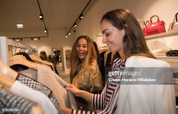 Portuguese actress Joana Duarte and blogger Vanessa Martins visit one of the stores during the Designer Outlet Algarve Grand Opening on November 23,...