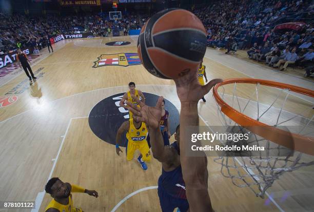 Kevin Seraphine, #1 of FC Barcelona Lassa in action during the 2017/2018 Turkish Airlines EuroLeague Regular Season Round 9 game between FC Barcelona...