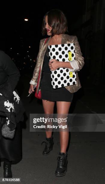Caroline Flack seen on a night out at Chiltern Firehouse on November 23, 2017 in London, England.