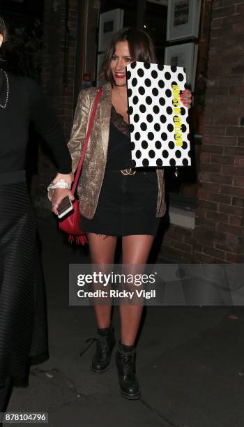 Caroline Flack seen on a night out at Chiltern Firehouse on November 23, 2017 in London, England.
