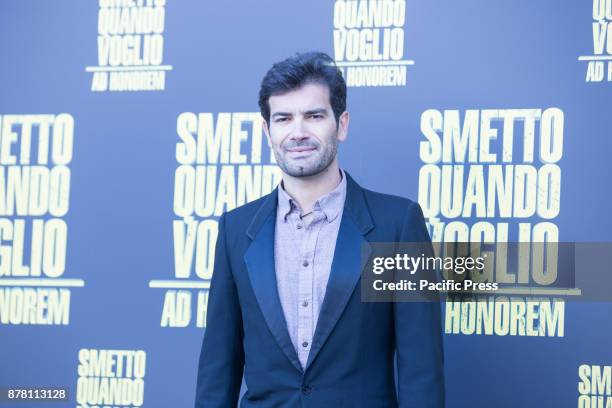 Italian actor Marco Bonini Photocall of the Italian movie "Smetto Quando Voglio Ad Honorem" directed by Sydney Sibilia at The Space Modern Cinema in...