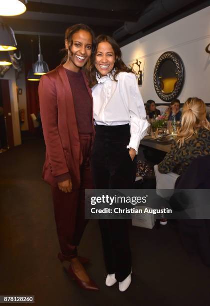 Sara Nuru and Rabea Schif attend the Grazia Future Dinner event at the restaurant Patio on November 23, 2017 in Hamburg, Germany.