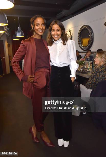 Sara Nuru and Rabea Schif attend the Grazia Future Dinner event at the restaurant Patio on November 23, 2017 in Hamburg, Germany.