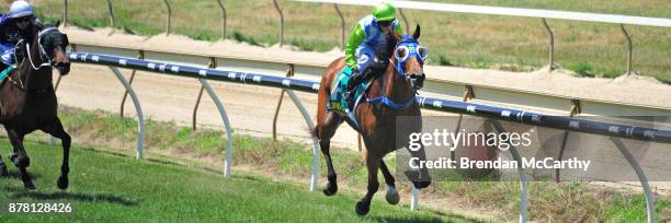 Kapover ridden by Rebeka Prest wins the Bill McGrath Engineering Maiden Plate at Wodonga Nordcon LAND Park Racecourse on November 24, 2017 in...