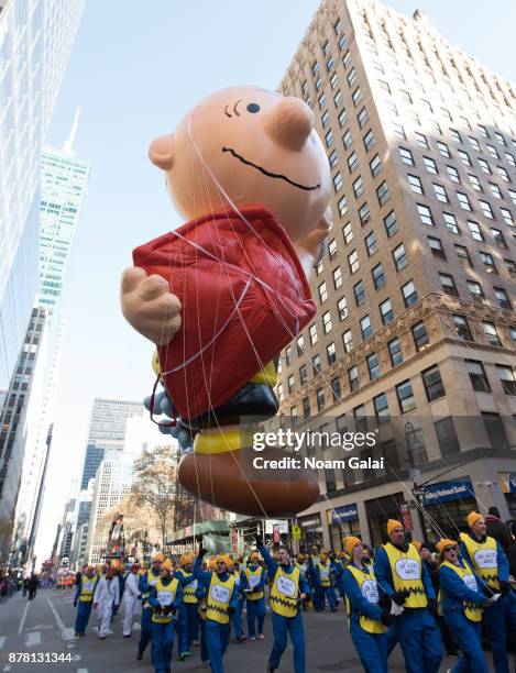 The Charlie Brown balloon is seen at the 91st Annual Macy's Thanksgiving Day Parade on November 23, 2017 in New York City.