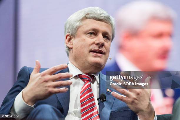 Former Prime Minister of Canada Stephen Harper addressing the 2017 American Israel Public Affairs Committee Policy Conference in Washington, D.C.