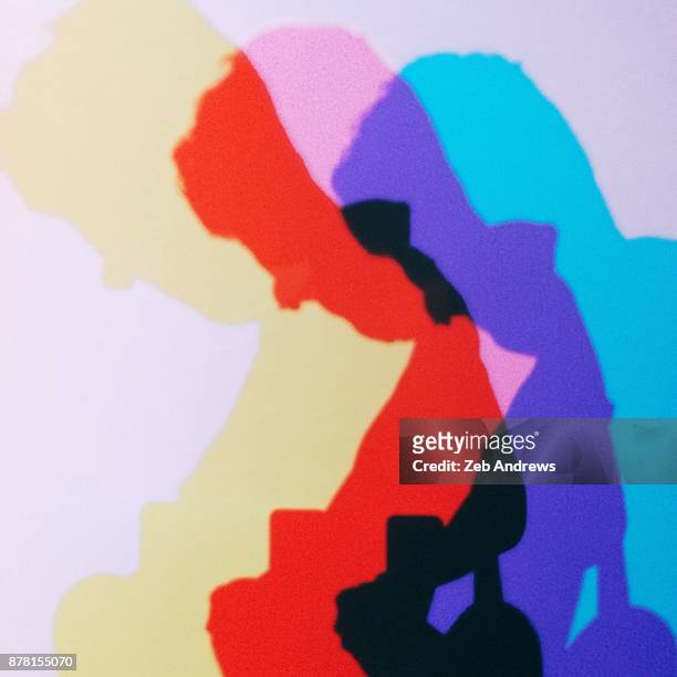 a tri-color projection of a human head - cmyk foto e immagini stock