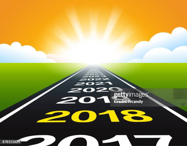 illustrazioni stock, clip art, cartoni animati e icone di tendenza di capodanno 2018 in anticipo - era moderna