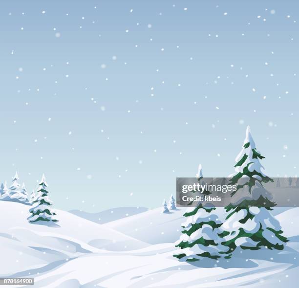 illustrations, cliparts, dessins animés et icônes de paysage enneigé - neige
