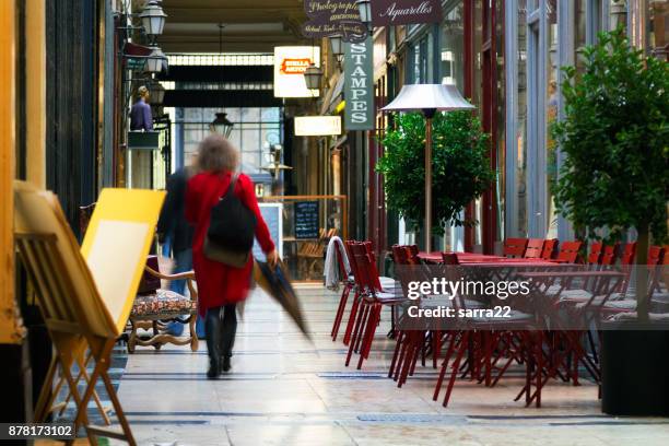 the passage verdeau. beautiful parisian shopping gallery - tourism drop in paris stock pictures, royalty-free photos & images