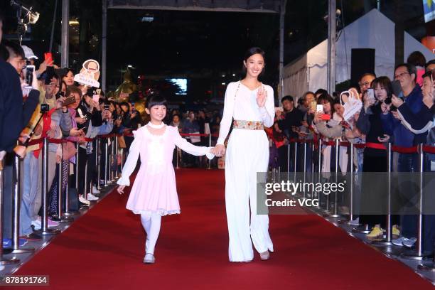 Actress Gwei Lun-mei attends the premiere of film "On Happiness Road" during the 54th Taipei Golden Horse Film Festival on November 23, 2017 in...